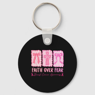 Faith Over Fear Coquette Bow Plaid Breast Cancer A Key Ring