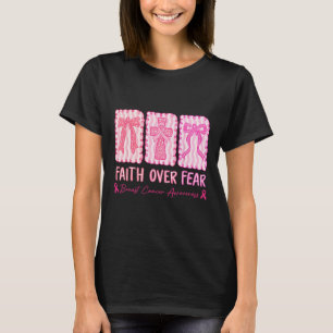 Faith Over Fear Coquette Bow Plaid Breast Cancer A T-Shirt
