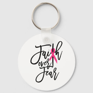 Faith Over Fear Cross Breast Cancer Awareness Chri Key Ring