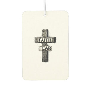 Faith Over Fear Cross Vintage Engraving Shirt (1) Car Air Freshener