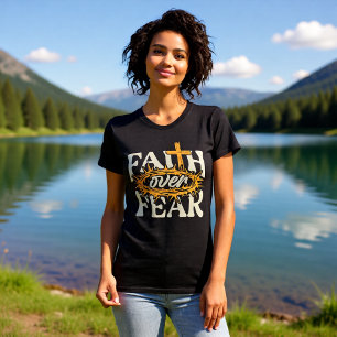 Faith Over Fear Crown of Thorns Black T-Shirt