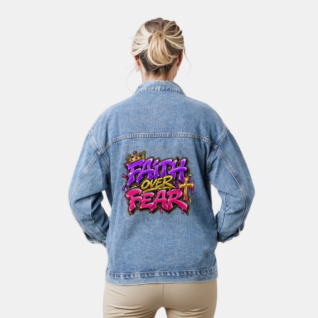 Faith over fear  denim jacket (Model)