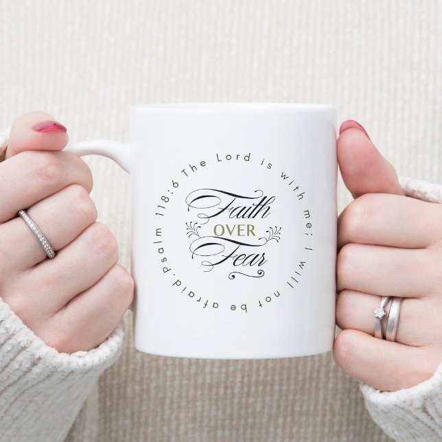 Faith Over Fear Encouraging Bible Verse Coffee Mug (Creator Uploaded)