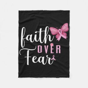Faith Over Fear Fighter Breast Cancer Awareness Pi Fleece Blanket