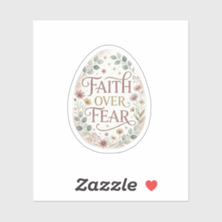 Faith Over Fear Floral Easter Egg Religious 
