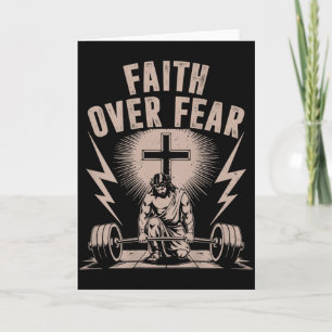 Faith Over Fear Funny Christian Workout Gym Jesus Card