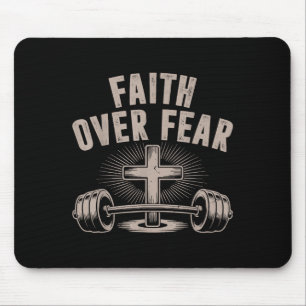 Faith Over Fear Funny Christian Workout Gym Jesus  Mouse Pad