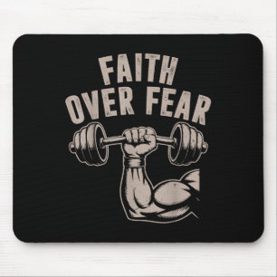Faith Over Fear Funny Christian Workout Gym Jesus  Mouse Pad