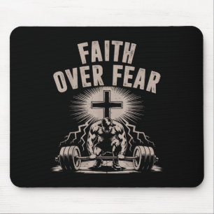 Faith Over Fear Funny Christian Workout Gym Jesus  Mouse Pad