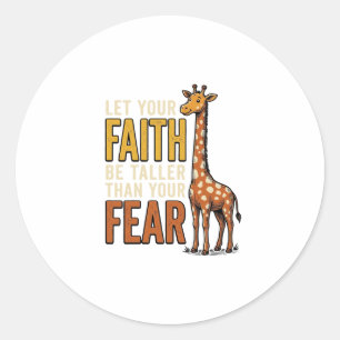 Faith Over Fear Giraffe Vintage Christian Shirt_1 Classic Round Sticker