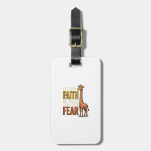 Faith Over Fear Giraffe Vintage Christian Shirt_1 Luggage Tag