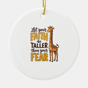 Faith Over Fear Giraffe Vintage Christian Shirt De Ceramic Tree Decoration