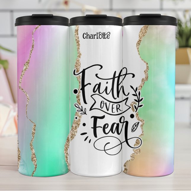 Faith Over Fear Glitter Art Thermal Tumbler (Creator Uploaded)