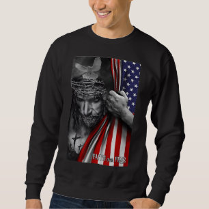 Faith Over Fear God Jesus Christian Flag Funny 4th Sweatshirt