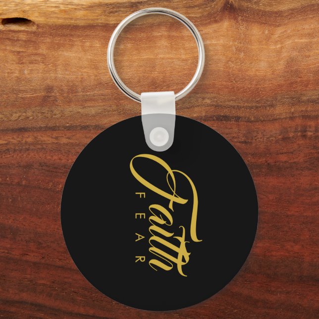 Faith Over Fear Gold and Black Key Ring (Front)