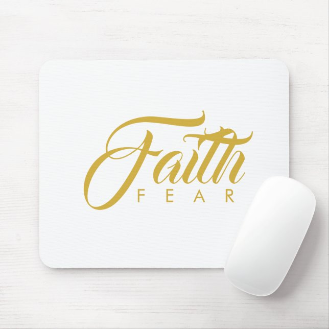 Faith Over Fear Gold and White Mouse Pad (With Mouse)