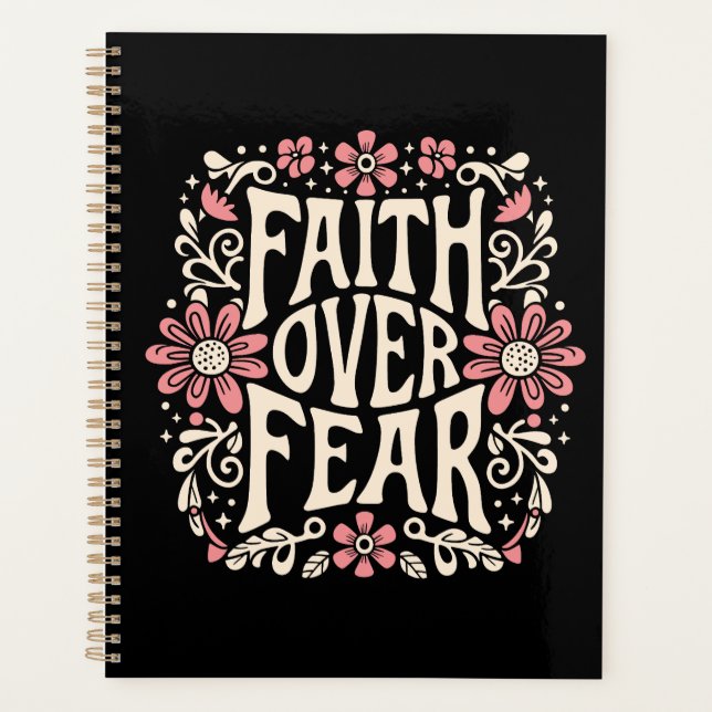 Faith over fear groovy Christian Planner (Front)