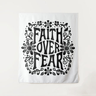 Faith over fear groovy Christian Tapestry