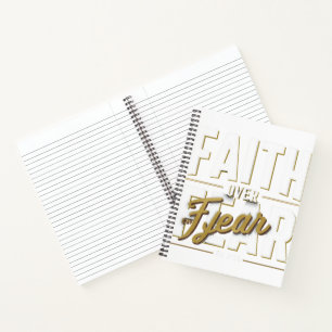 Faith Over Fear Gym Shirt Christian Workout Moti Notebook