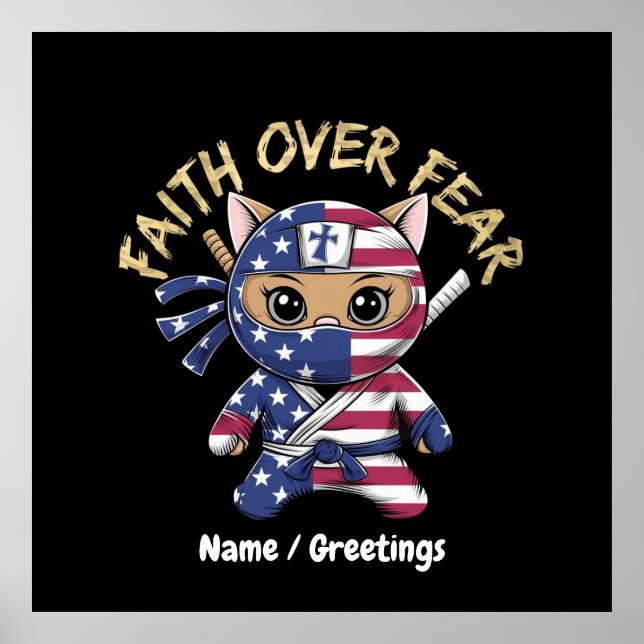 Faith Over Fear Inspirational Christian Customised Poster (Front)