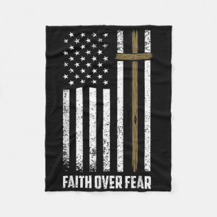 Faith Over Fear Jesus Christian Cross God Faith Us Fleece Blanket