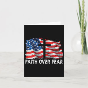 Faith Over Fear Jesus Christian Cross Us Flag 4th Card