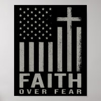 Faith Over Fear Jesus Christian Cross Us Flag God