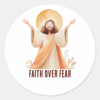 Faith Over Fear Jesus Christian T-Shirt Classic Round Sticker