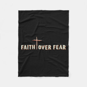 Faith Over Fear Jesus Cross Christian Graphic  Fleece Blanket