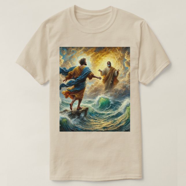 Faith Over Fear – Jesus Walking on Water T-Shirt (Design Front)