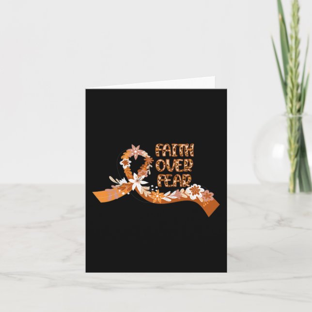 Faith Over Fear Leopard Leukaemia Awareness Warrio Card (Front)