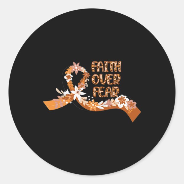 Faith Over Fear Leopard Leukaemia Awareness Warrio Classic Round Sticker (Front)
