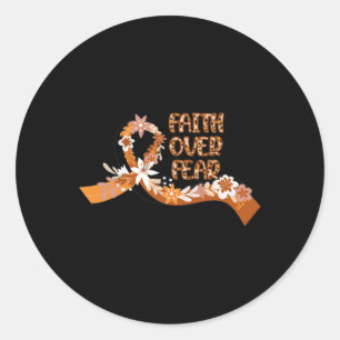 Faith Over Fear Leopard Leukemia Awareness Warrior Classic Round Sticker