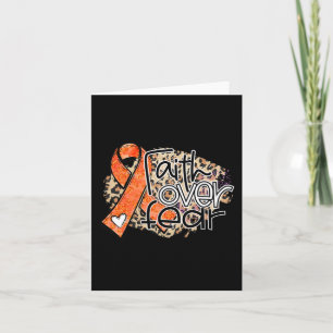 Faith Over Fear Leopard Orange Ribbon Leukaemia Aw Card