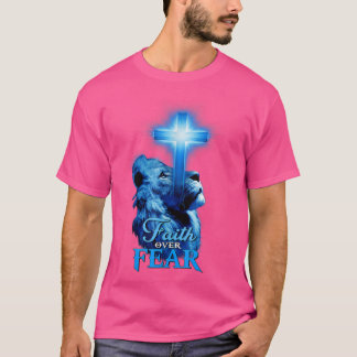 Faith Over Fear Lion Bible Scripture Quote Christi T-Shirt