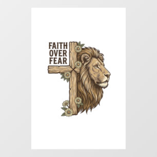 Faith Over Fear Lion Cross Vintage Christian Shirt