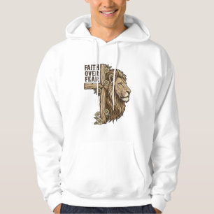 Faith Over Fear Lion Cross Vintage Christian Shirt