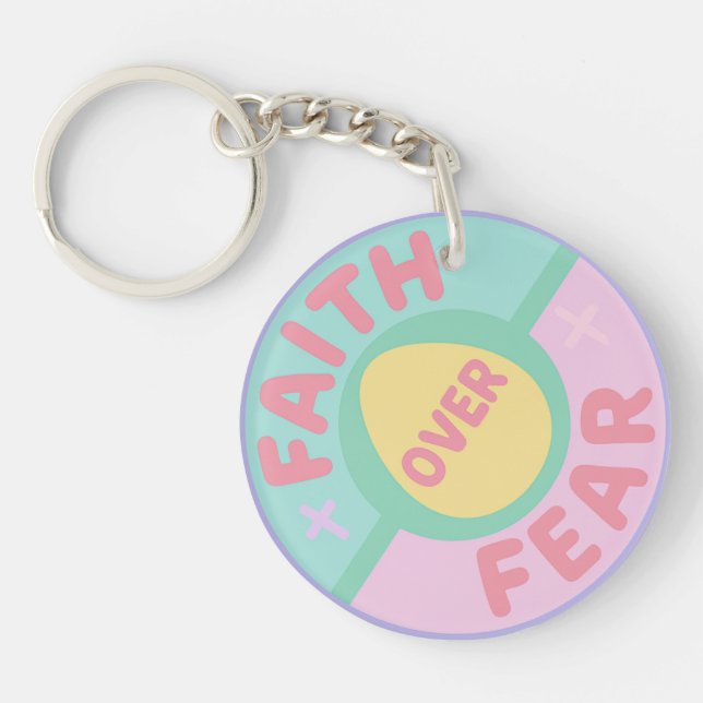 Faith Over Fear Pastel Easter 2026 Key Ring (Front)