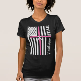 Faith Over Fear Pink Cross Flag T-Shirt
