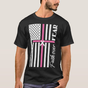 Faith Over Fear Pink Cross Flag T-Shirt