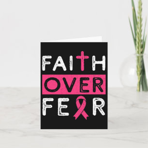 Faith Over Fear Pink Ribbon Breast Cancer Awarenes Card