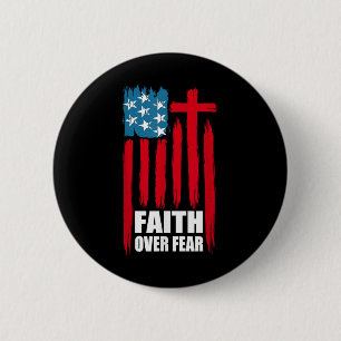 Faith Over Fear Prayer America Pride Us Flag Ameri 6 Cm Round Badge