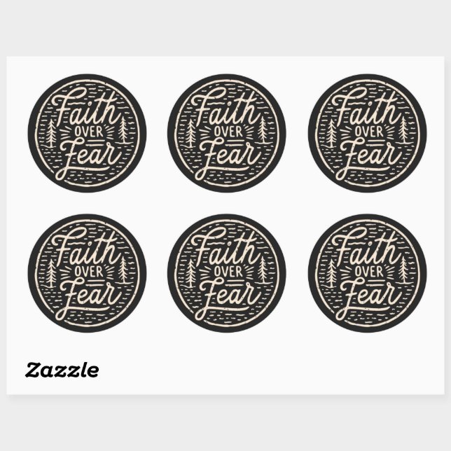 Faith Over Fear Religious Quote Classic Round Sticker (Sheet)