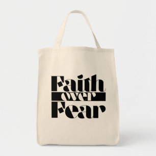 Faith Over Fear Retro Christian Inspirational Typo Tote Bag