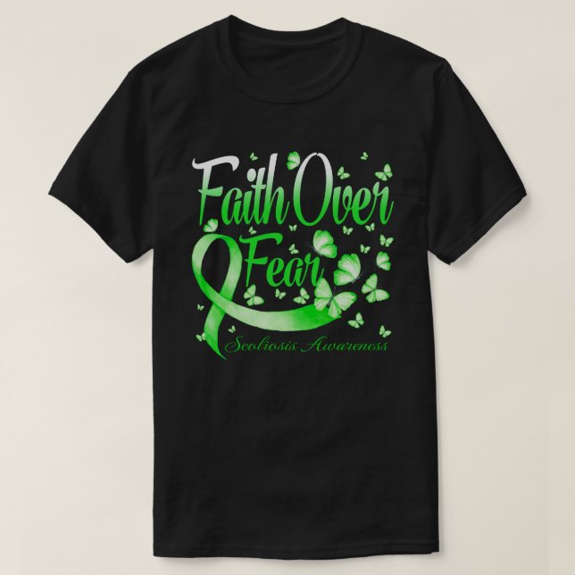Faith Over Fear Scoliosis Awareness Butterfly T-Shirt (Design Front)