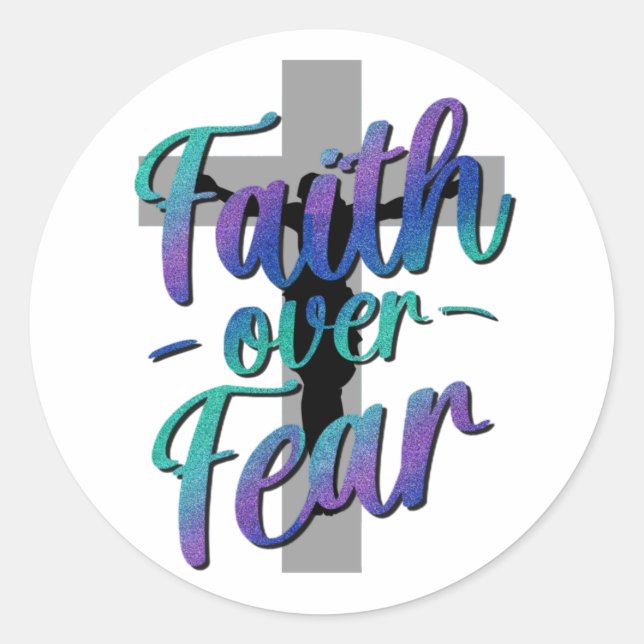 Faith Over Fear Suicide Awareness Cross Graphic T- Classic Round Sticker (Front)