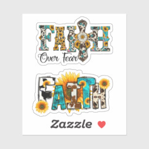 Faith Over Fear Sunflower Custom-Cut Vinyl Sticker