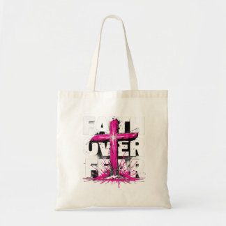 Faith Over Fear Tote Bag | Christian Cross Design