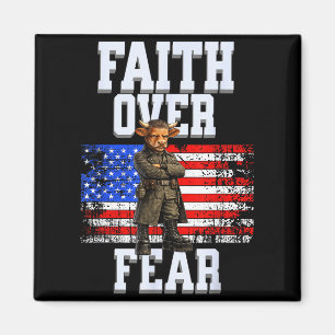 Faith over fear us flag patriotic design magnet