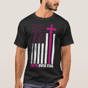 Faith Over Fear Vintage American Flag Christian Fa T-Shirt